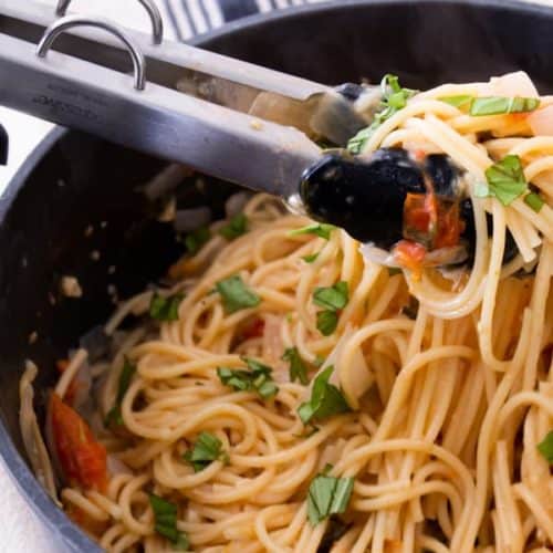 One Pot Pasta with Tomatoes, Basil and Parmesan - Laughing Spatula