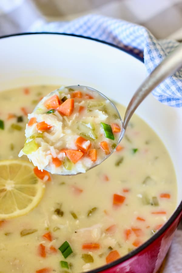 ladles of lemon chicken soup