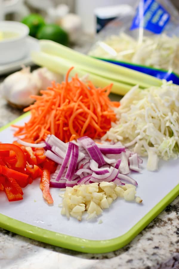 chopped vegetables for the one pot dinner