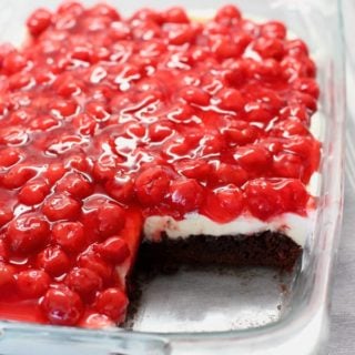 Slice out of cherry topped brownies
