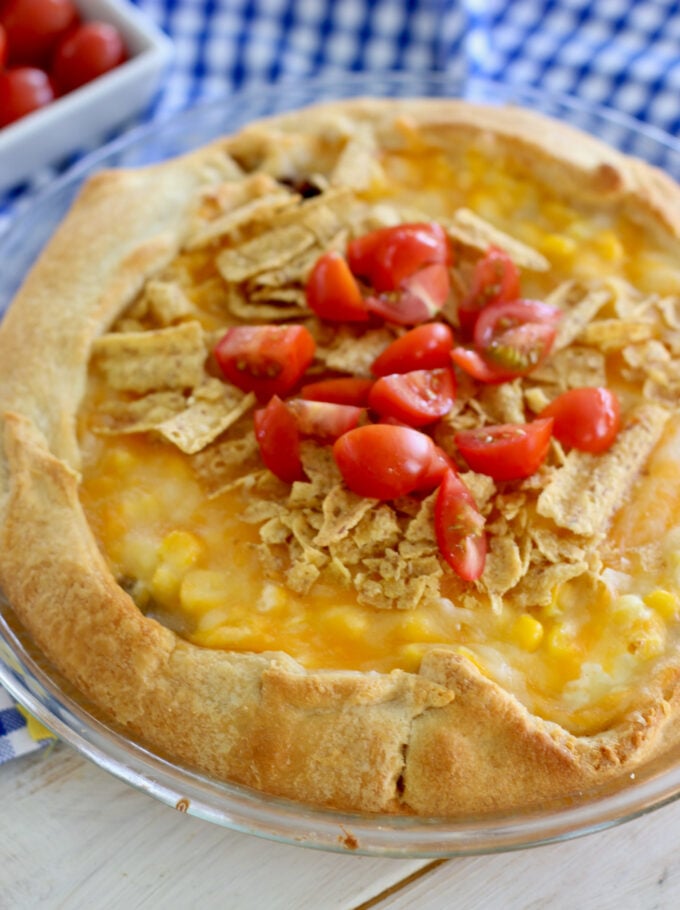 Taco pie out of the oven