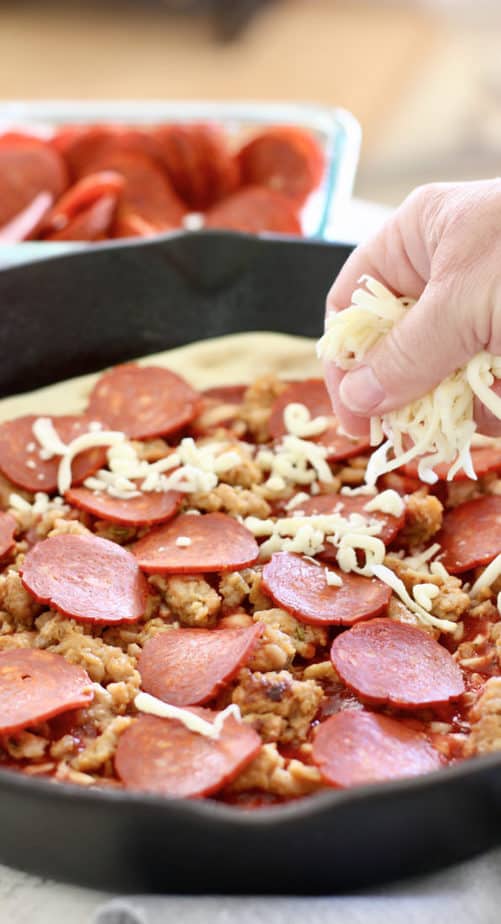 sausage and pepperoni skillet pizza
