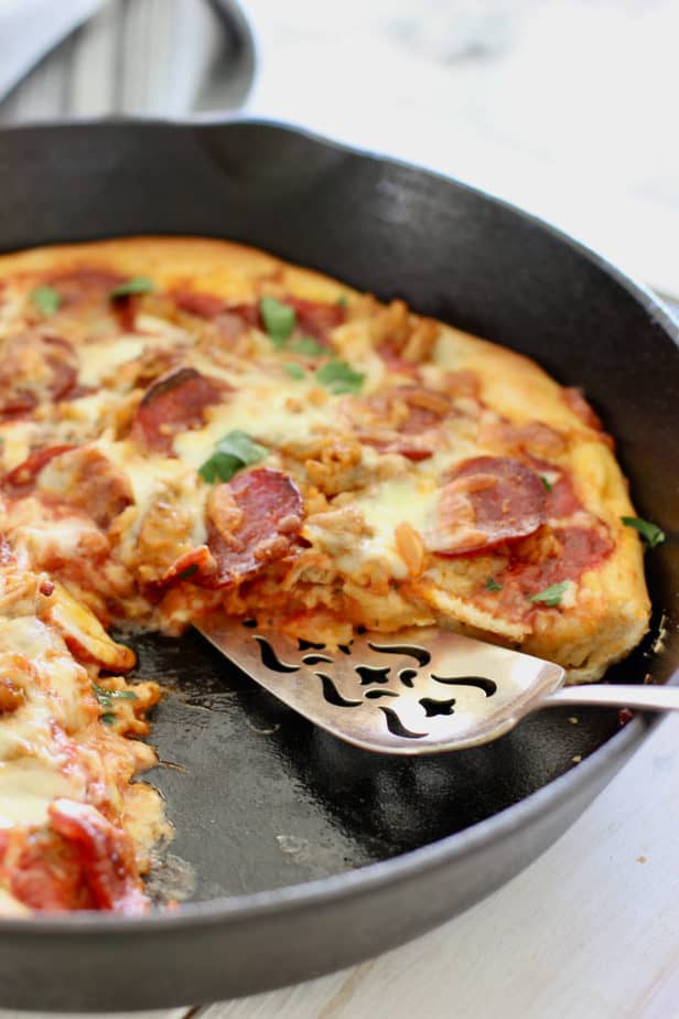 Cast Iron Pan Pizza - Walking On Sunshine Recipes