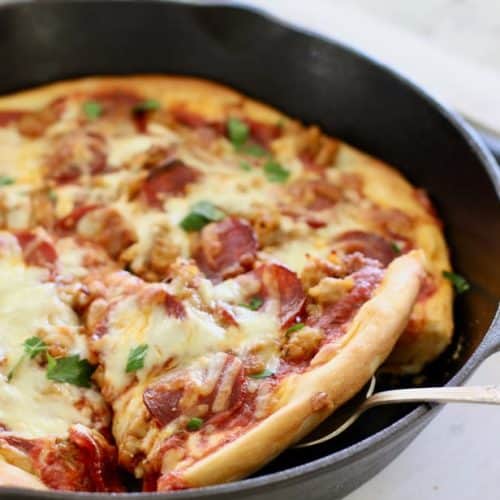How to Make Pizza in a Cast Iron Pan - Chop Happy