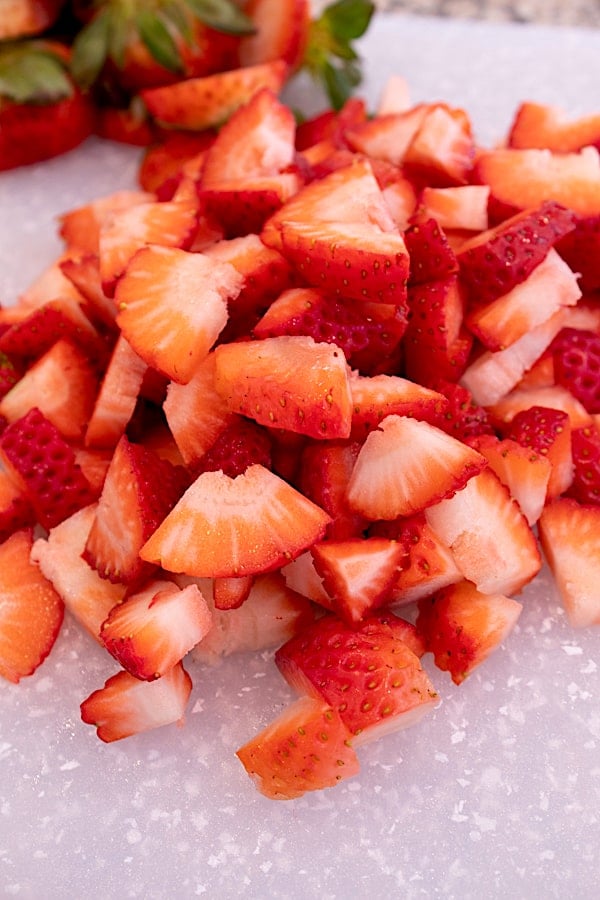 cut up strawberries 