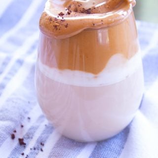whipped coffee in clear glass