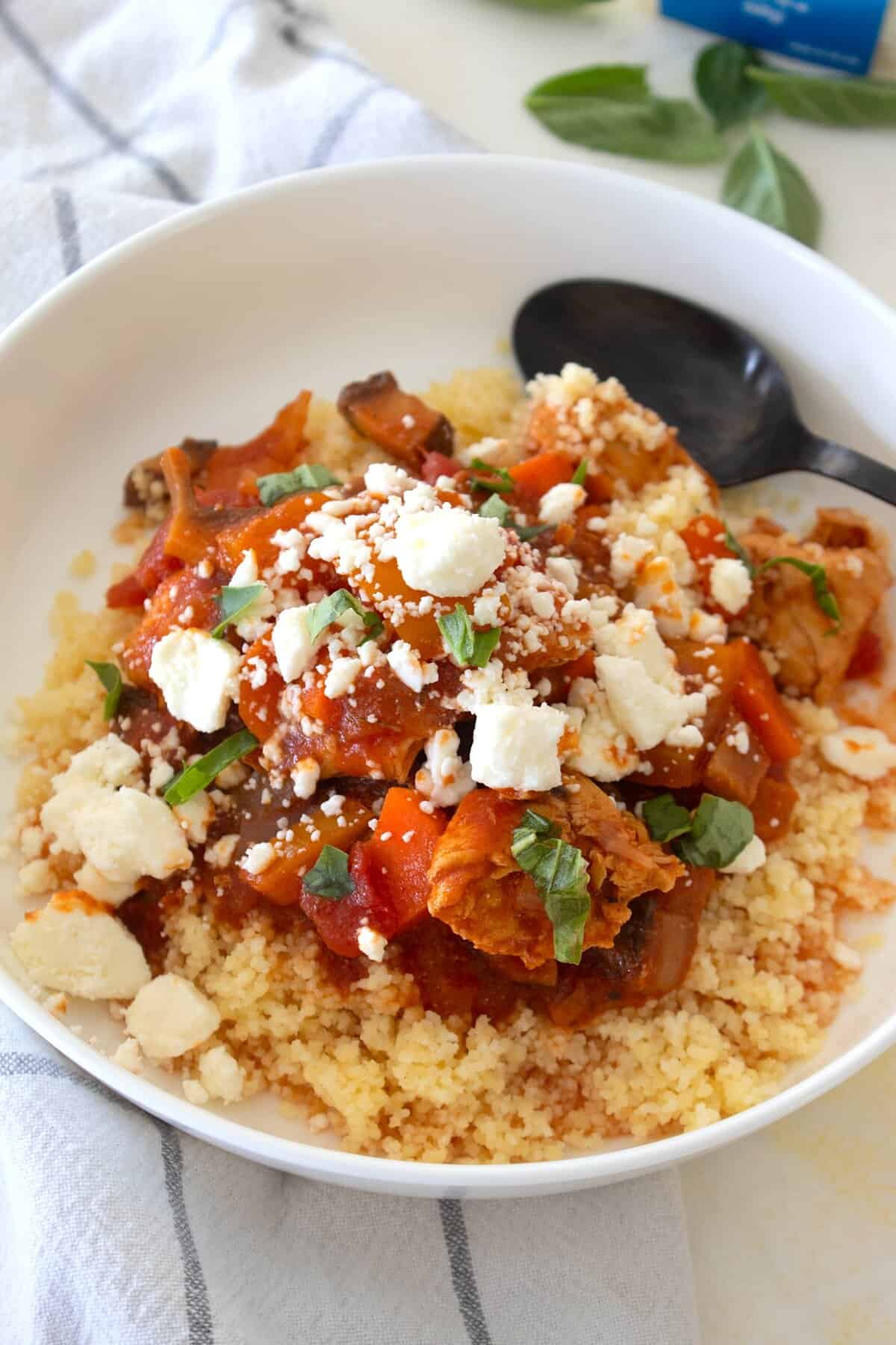 overhead shot of moroccan chicken stew