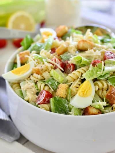 Caesar Pasta Salad ready to serve