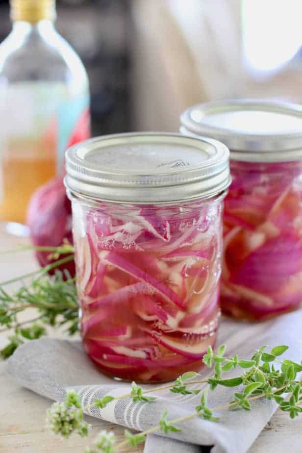 two jars of quick pickled onions