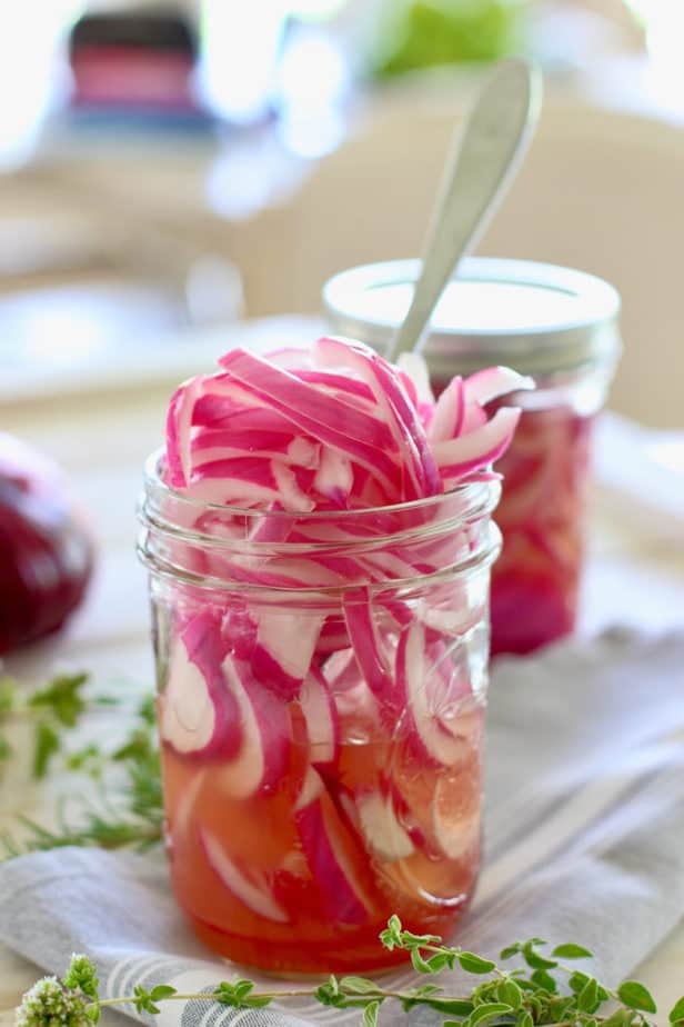 Quick Pickled Onions ready to serve