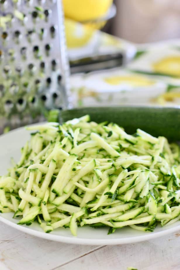 grated zucchini on a plate