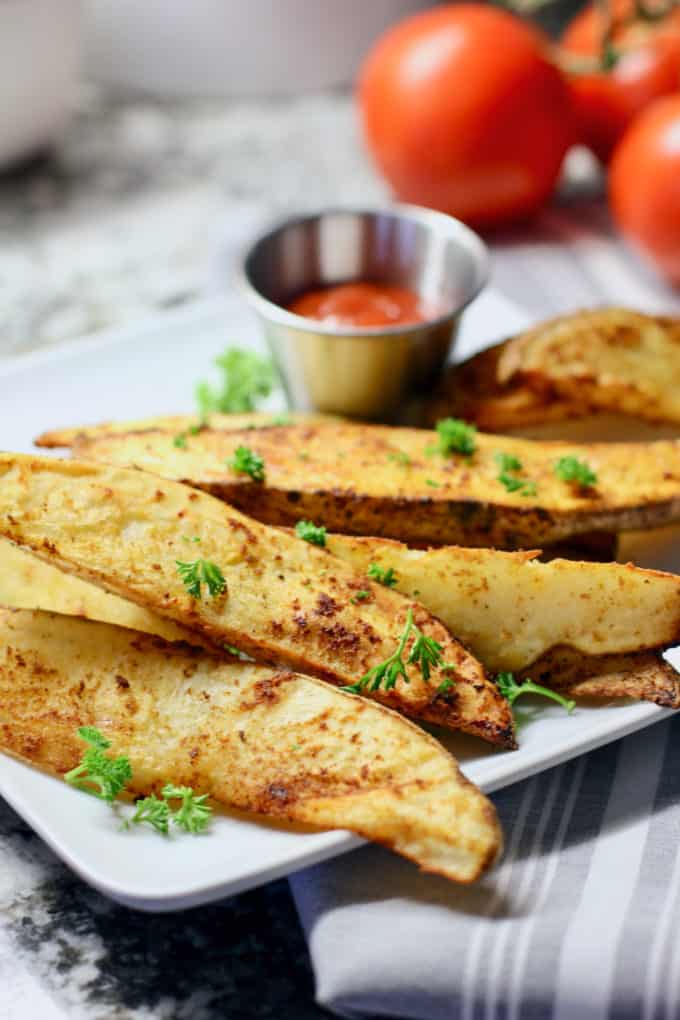 Air Fryer Fries on white plate