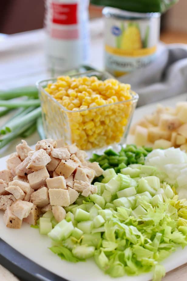 chopped veggies for the soup