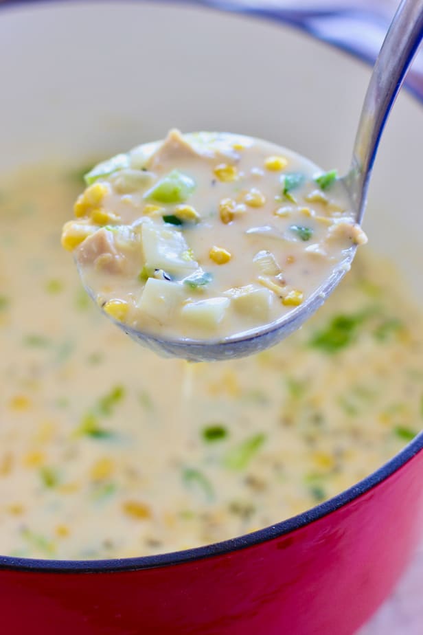 20 Minute Chicken and Corn Chowder - Laughing Spatula