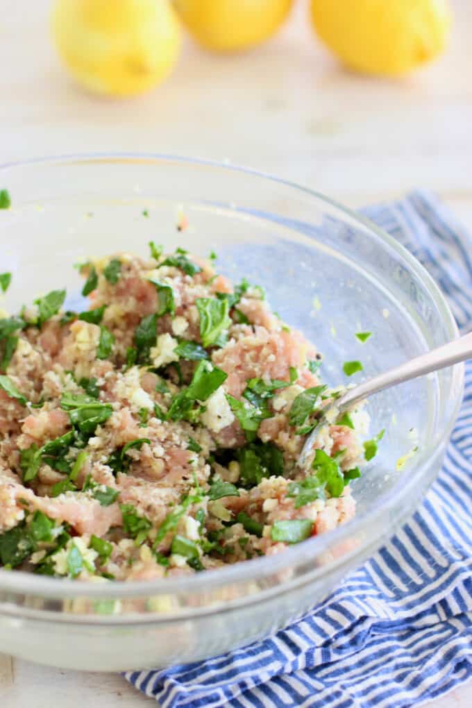 add all meatball ingredients to a bowl