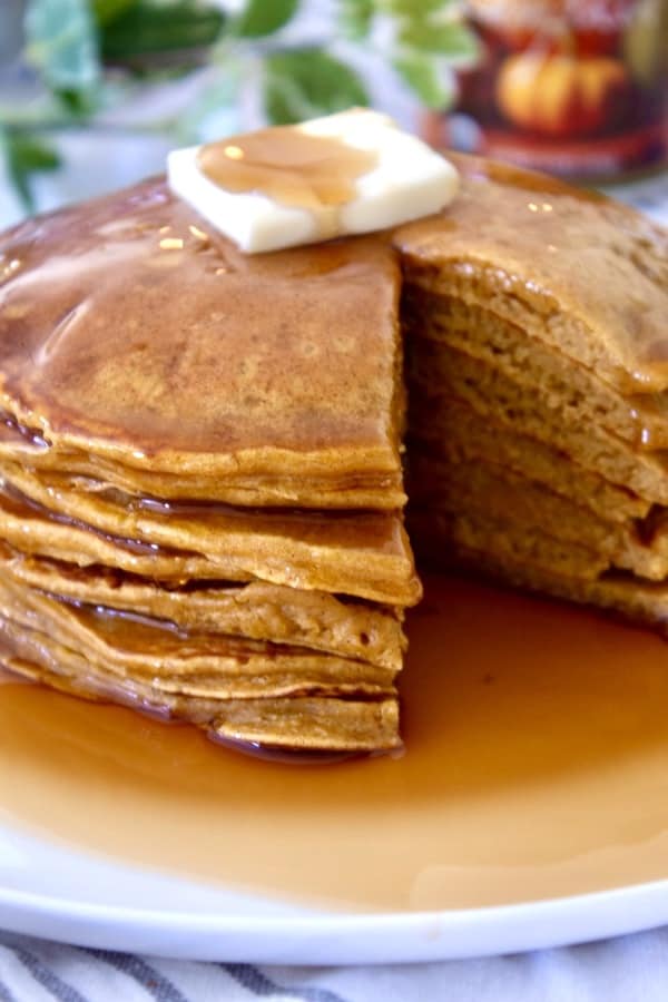 pumpkin pancakes with slice cut out