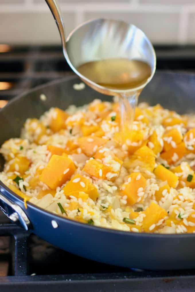 ladle broth into the pan