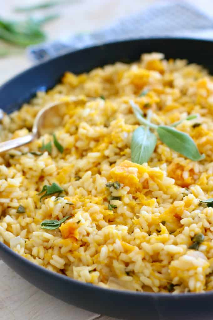 butternut risotto in a large skillet