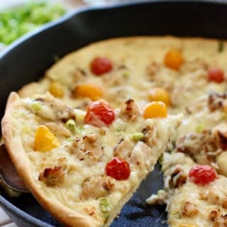 Chicken Alfredo Pizza in a Skillet