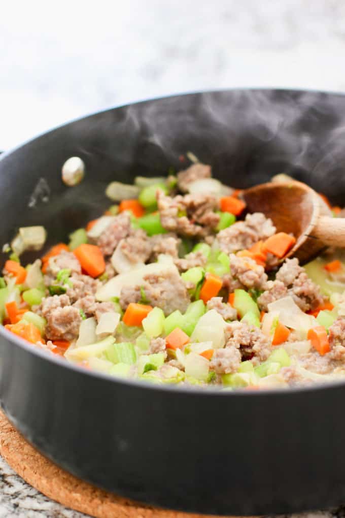 sausage stuffing in skillet