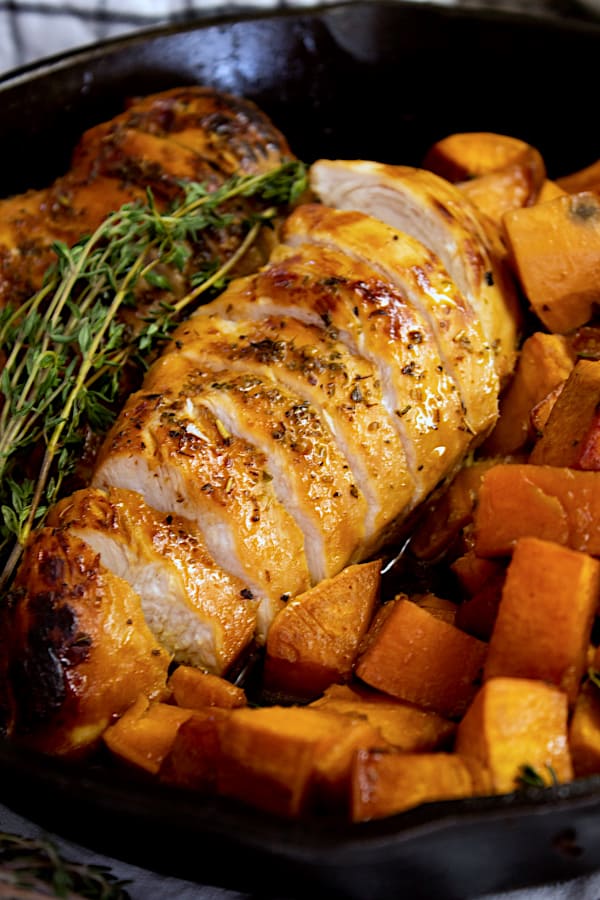 Roasted White Sweet Potatoes - with a honey cinnamon glaze!