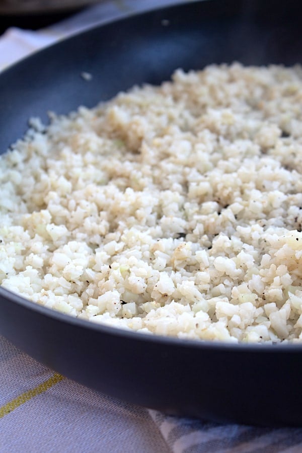 pan of cauliflower rice