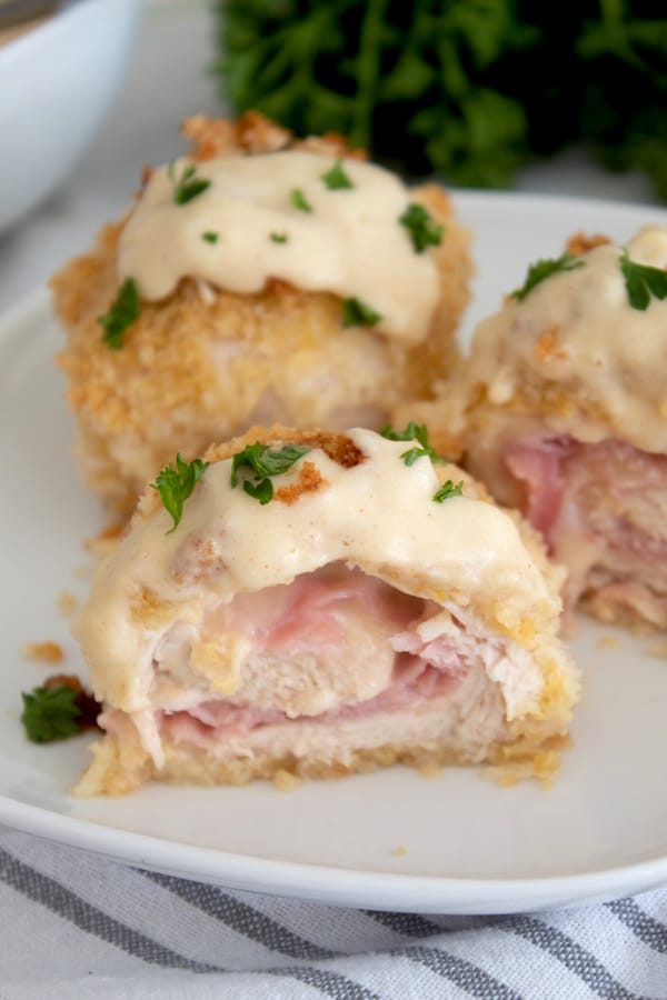 front view of chicken cordon bleu