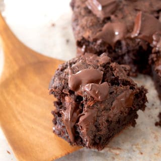 zucchini brownie on a spatula