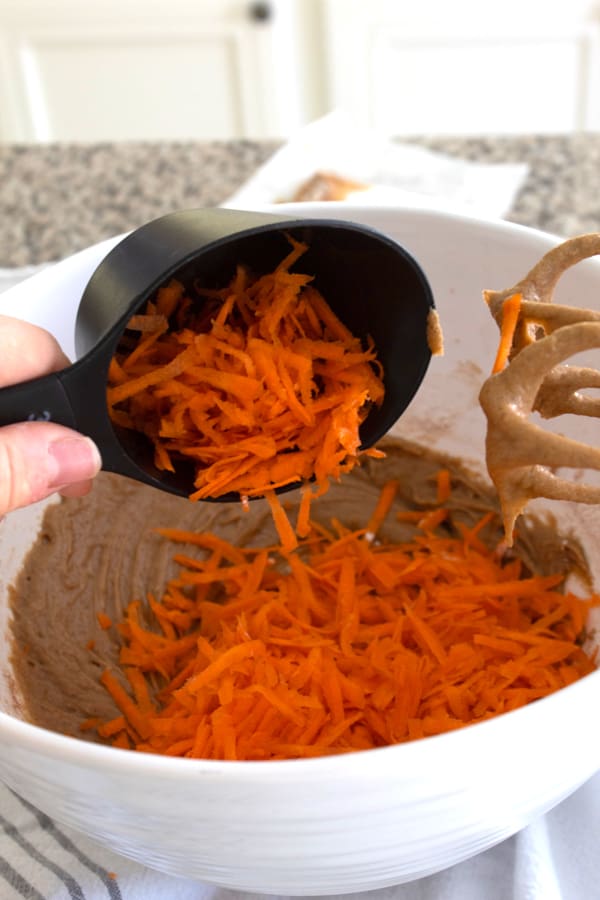 add shredded carrots to batter