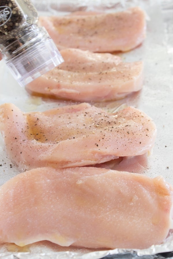 chicken breasts on sheet pan