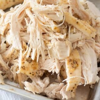 shredded chicken on a sheet pan