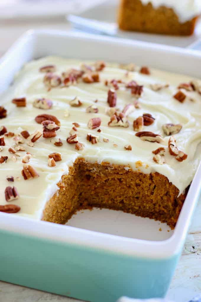 pumpkin cake in a 9 x 13 pan