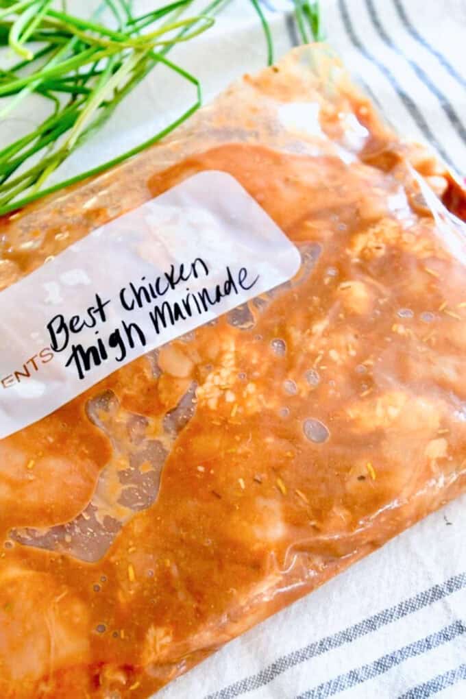 marinade chicken thighs in large zip top bag