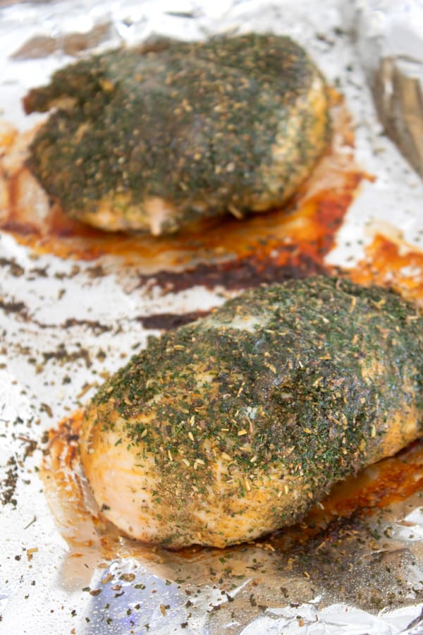 baked turkey tenderloin breast on a sheet pan