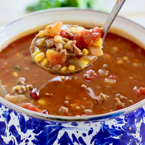 Easy Taco Soup Recipe - {Slow Cooker or Stove Top} - Laughing Spatula