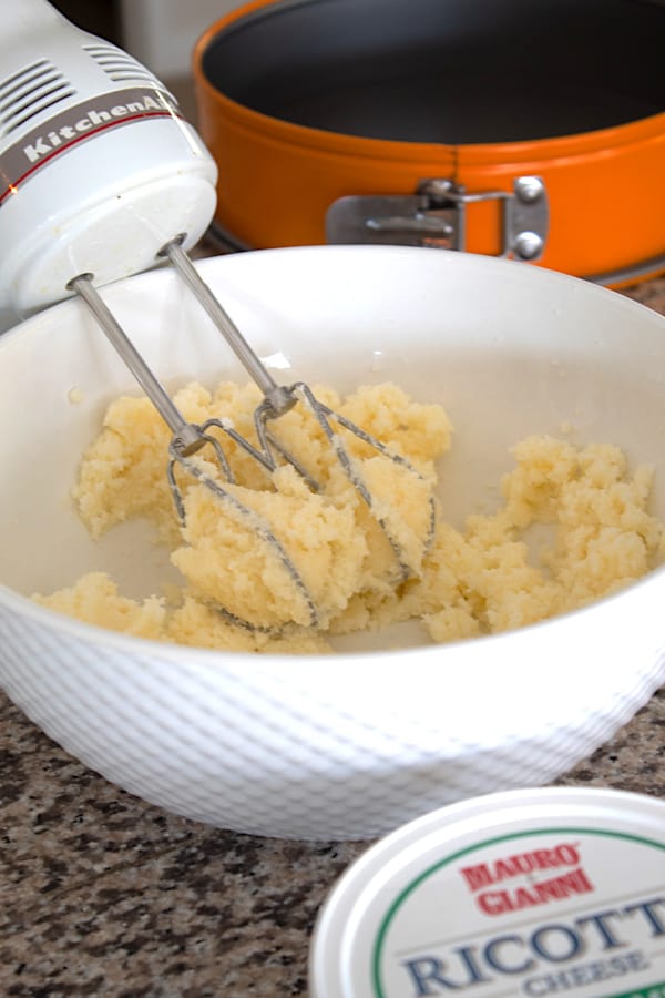 creaming butter and sugar before adding ricotta