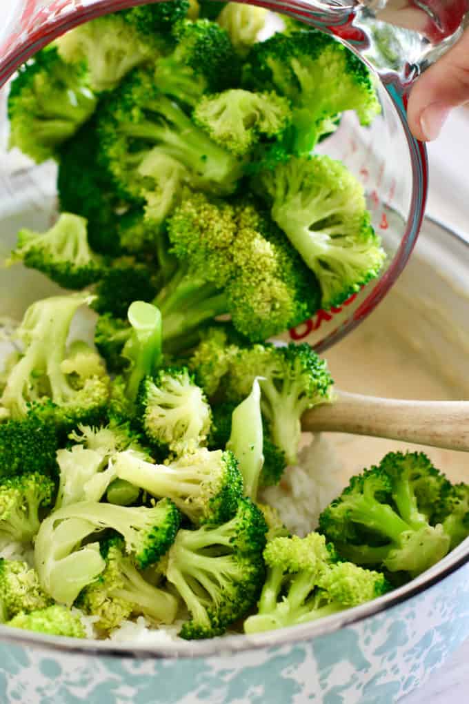 combine broccoli rice and sauce for casserole
