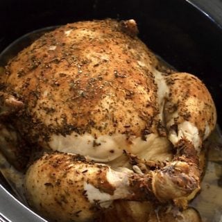 whole chicken in slow cooker after cooking