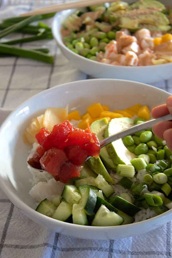 adding ahi to sushi bowl 