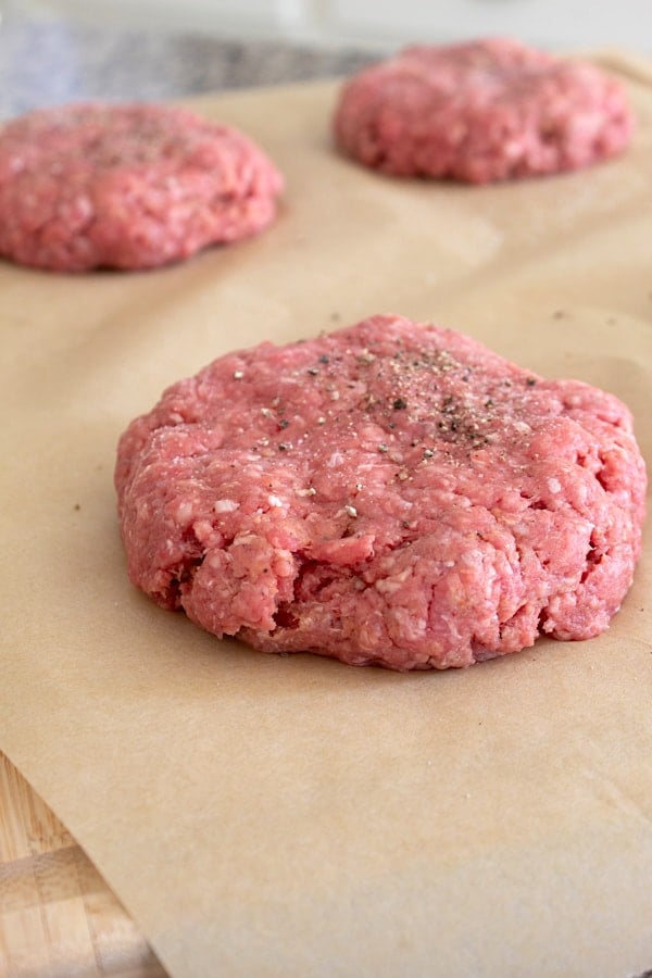 burger patty on butcher paper