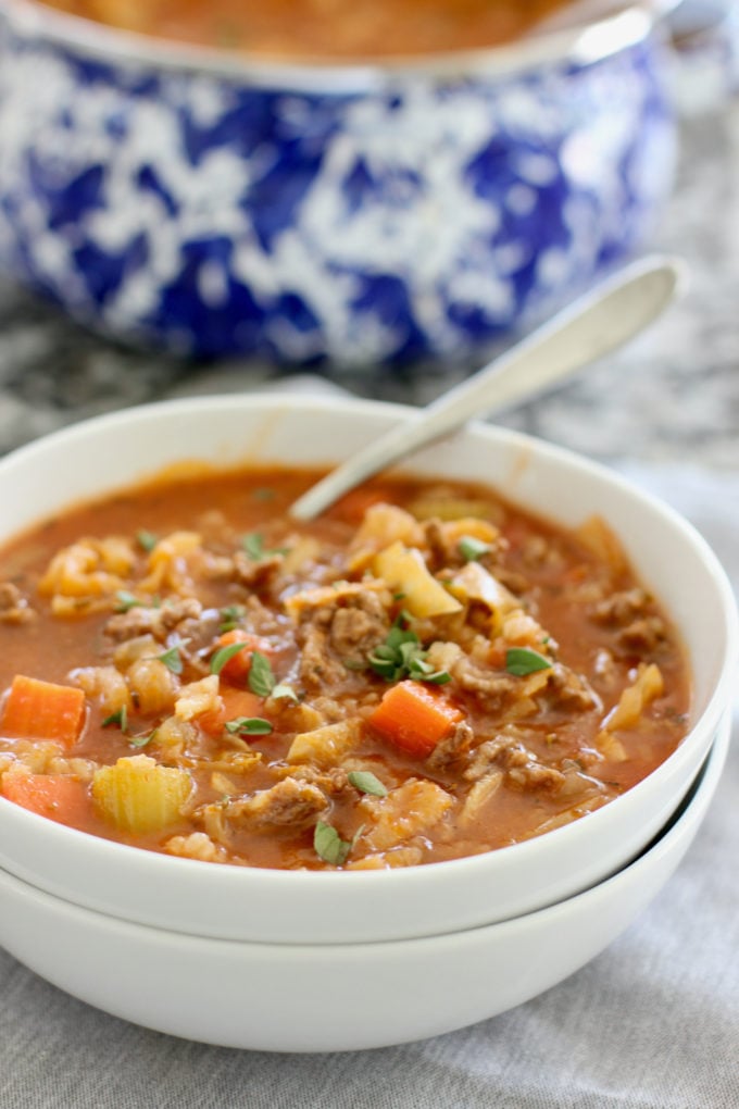 a bowl of Cabbage Roll Soup