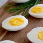 picture of hard boiled eggs on cutting board