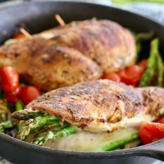 Asparagus stuffed chicken breast