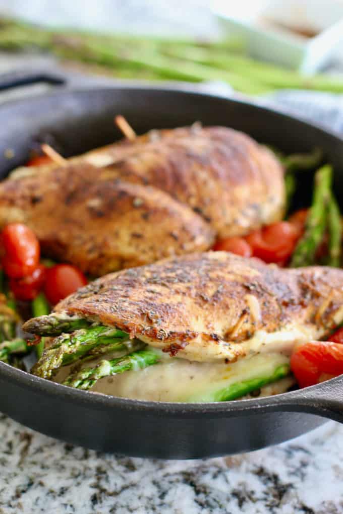 Asparagus stuffed chicken breast