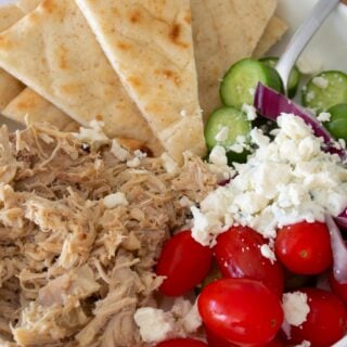 plate of greek slow cooker chicken