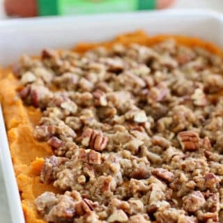 Sweet Potato Casserole in a 9 x 13 baking dish