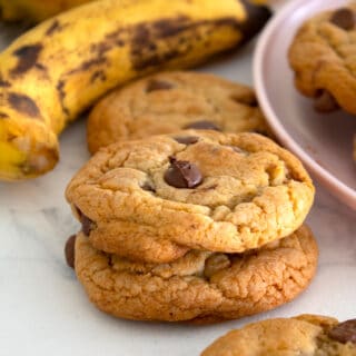 banana cookies with banana in background