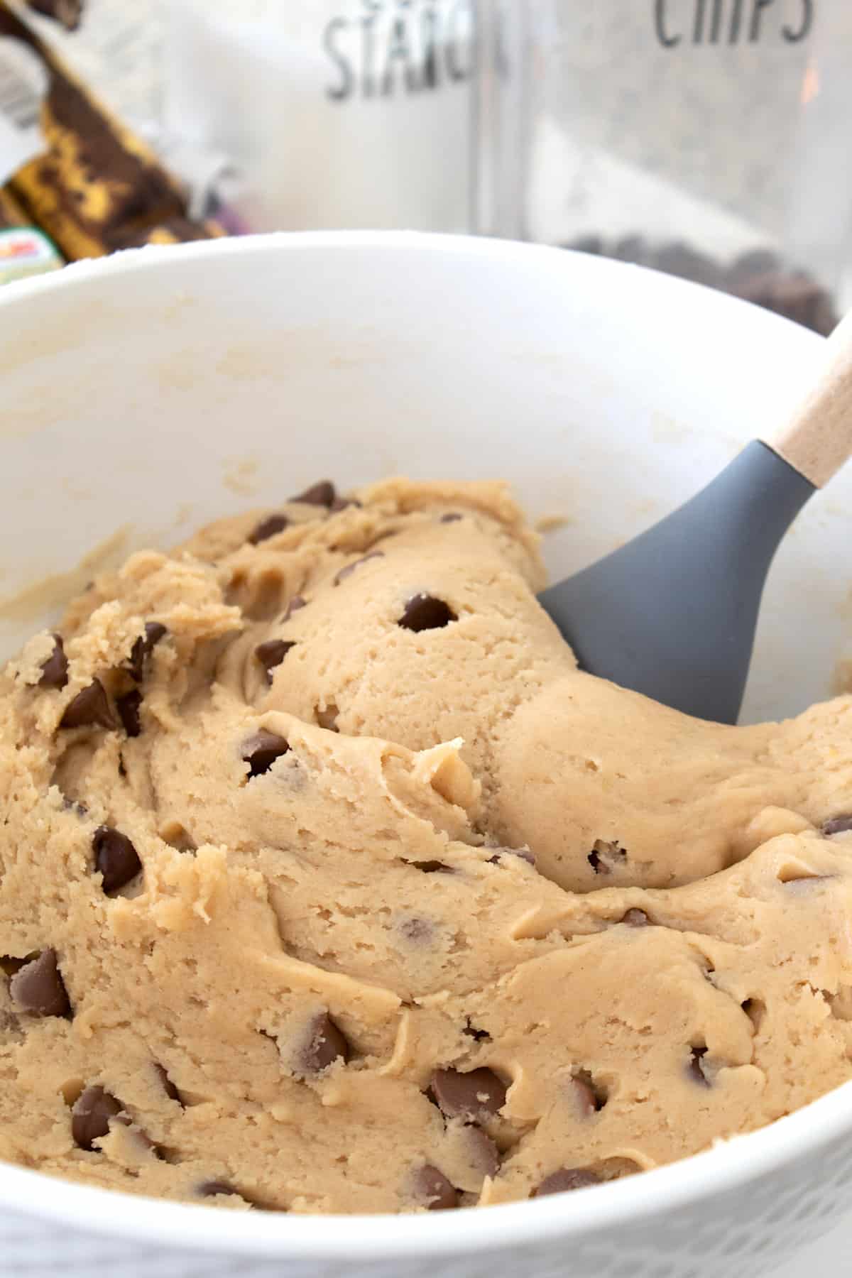 banana cookie dough batter in a bowl