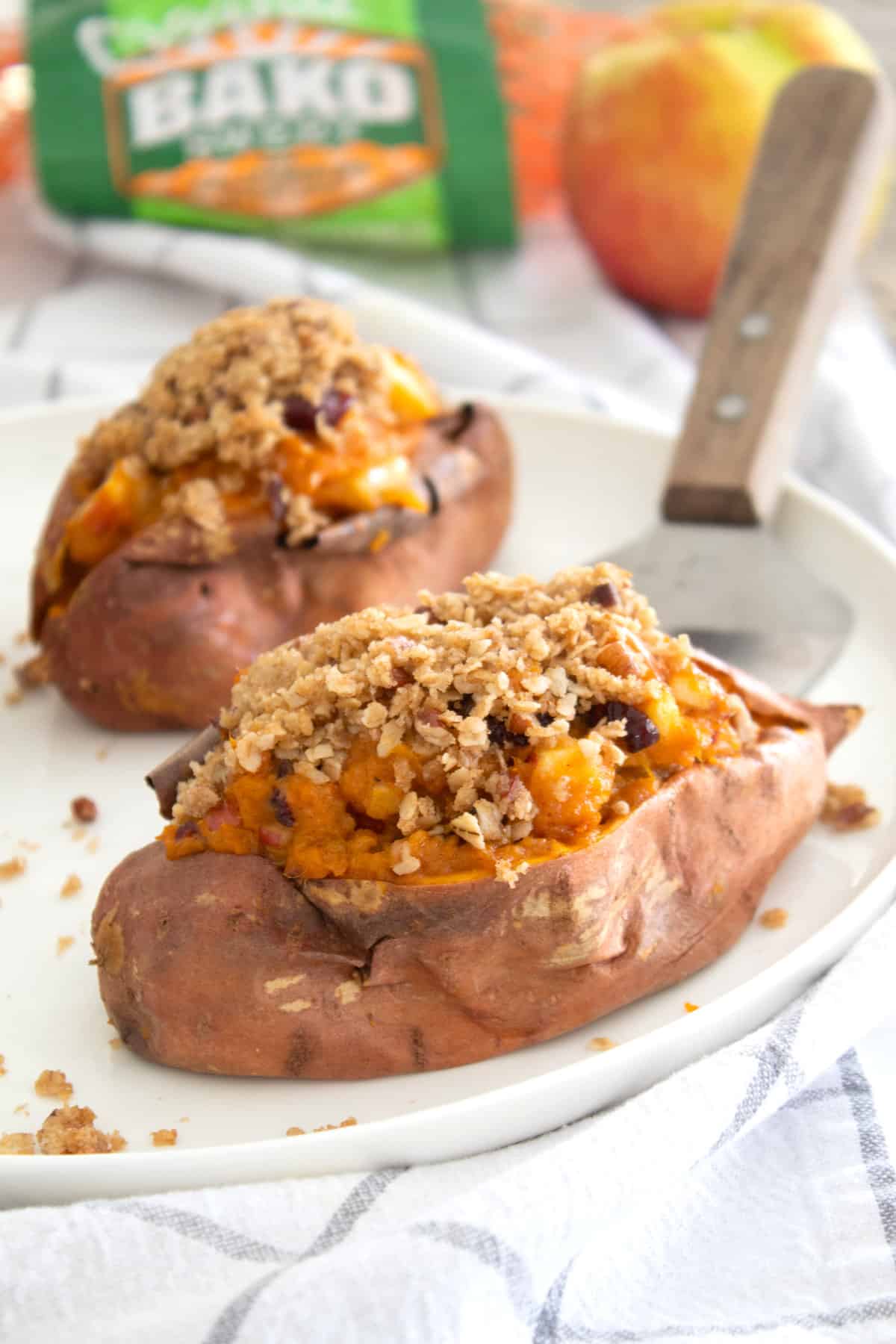 stuffed sweet potato on a plate