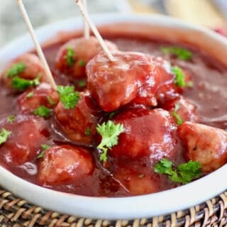 toothpicks in holiday meatballs